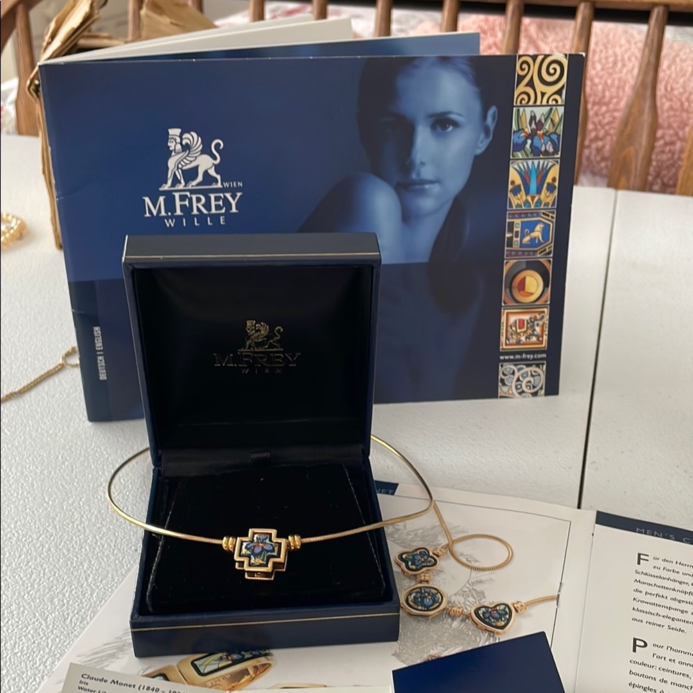 M. Frey Hommage to Claude Monet. 24k Gold and Enamel Necklace